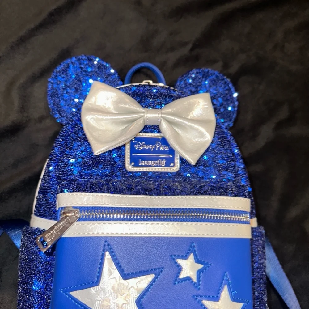 Loungefly Disney wishes come true Backpack Blue White sorcerer Mickey blue stars - Picture 3 of 8
